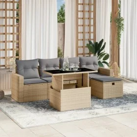 Gartensofa-Set mit 6-teiligen Kissen aus synthetischem Rattan in Beige. von , Gartensets - Ref: Foro24-3274809, Preis: 400,97...