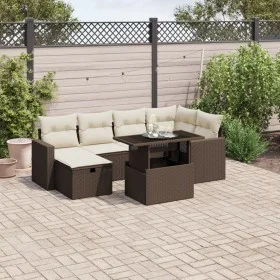 7-teiliges Gartensitzgruppen-Set mit braunen PE-Rattan-Kissen. von , Gartensets - Ref: Foro24-3274823, Preis: 501,82 €, Rabat...