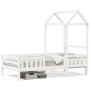 Bed frame with white pine wood roof 100x200 cm by , Beds and slatted bases - Ref: Foro24-3282157, Price: 207,01 €, Discount: %