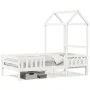Bed frame with white pine wood roof 100x200 cm by , Beds and slatted bases - Ref: Foro24-3282157, Price: 204,27 €, Discount: %