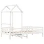 Bed frame with white pine wood roof 100x200 cm by , Beds and slatted bases - Ref: Foro24-3282157, Price: 204,27 €, Discount: %