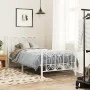 Metal bed frame with white headboard and footboard 75x190 cm by , Beds and slatted bases - Ref: Foro24-376185, Price: 79,44 €...