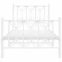 Metal bed frame with white headboard and footboard 75x190 cm by , Beds and slatted bases - Ref: Foro24-376185, Price: 79,44 €...