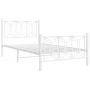 Metal bed frame with white headboard and footboard 107x203 cm by , Beds and slatted bases - Ref: Foro24-376191, Price: 95,90 ...