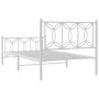 Metal bed frame with white headboard and footboard 107x203 cm by , Beds and slatted bases - Ref: Foro24-376191, Price: 95,90 ...
