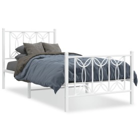 Metallbettgestell mit weißem Kopf- und Fußteil, 90x190 cm. von , Betten und Lattenroste - Ref: Foro24-376187, Preis: 89,38 €,...