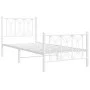 Metal bed frame with white headboard and footboard 90x190 cm by , Beds and slatted bases - Ref: Foro24-376187, Price: 87,94 €...