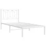Metal bed frame with white headboard 90x200 cm by , Beds and slatted bases - Ref: Foro24-376170, Price: 63,60 €, Discount: %