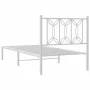 Metal bed frame with white headboard 90x200 cm by , Beds and slatted bases - Ref: Foro24-376170, Price: 63,60 €, Discount: %