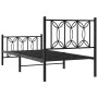 Bed frame with black metal headboard and footboard 90x200 cm by , Beds and slatted bases - Ref: Foro24-376139, Price: 100,12 ...