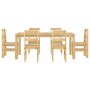 Juego de comedor Panama 7 pzas madera maciza de pino