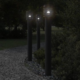 Außen-Stehlampen, 3 Stück, Edelstahl schwarz, 110 cm. von , Außenbeleuchtung - Ref: Foro24-4006364, Preis: 137,78 €, Rabatt: %