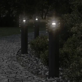 Außen-Stehlampen mit Bewegungssensor, 3 Stück, Schwarz, 60 cm, aus Edelstahl. von , Außenbeleuchtung - Ref: Foro24-4006370, P...