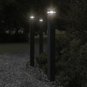 Lámparas de suelo de exterior 3 unidades aluminio negro 110 cm by , Outdoor lighting - Ref: Foro24-4006398, Price: 158,16 €, ...