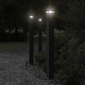 Lámparas de suelo de exterior 3 unidades aluminio negro 110 cm by , Outdoor lighting - Ref: Foro24-4006398, Price: 149,27 €, ...