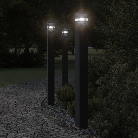 Lámpara de suelo de exterior con sensor aluminio negro 110 cm by , Outdoor lighting - Ref: Foro24-4006403, Price: 68,22 €, Di...