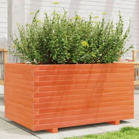 Jardinera madera maciza de pino marrón cera 90x60x49,5 cm by , Pots and planters - Ref: Foro24-847385, Price: 159,65 €, Disco...