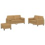 3-piece brown velvet sofa set with cushions by , Sofas - Ref: Foro24-3202011, Price: 508,28 €, Discount: %