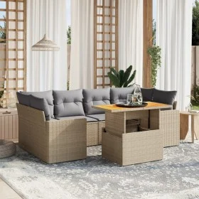 Set of 7-piece garden sofas and beige synthetic rattan cushions by , Garden sets - Ref: Foro24-3271213, Price: 476,21 €, Disc...