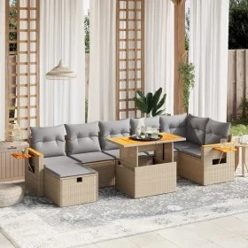 Garden sofa set with beige cushions, 8 pieces, PE rattan. by , Garden sets - Ref: Foro24-3276153, Price: 542,39 €, Discount: %