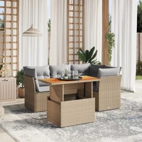 Garden sofa set with 5-piece synthetic rattan beige cushions by , Garden sets - Ref: Foro24-3270814, Price: 359,62 €, Discoun...