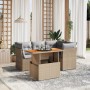 Juego de sofás jardín con cojines 5 pzas ratán sintético beige de , Conjuntos de jardín - Ref: Foro24-3270814, Precio: 355,58...