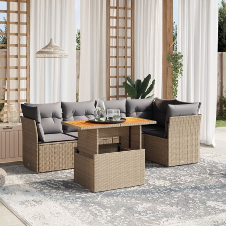 Garden sofa set with 5-piece synthetic rattan beige cushions by , Garden sets - Ref: Foro24-3270821, Price: 410,89 €, Discoun...