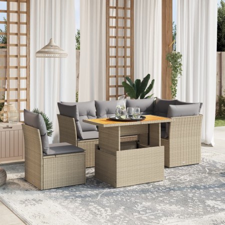 Garden sofa set with 5-piece synthetic rattan beige cushions by , Garden sets - Ref: Foro24-3270835, Price: 410,89 €, Discoun...