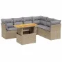 Set of 7-piece garden sofas and beige synthetic rattan cushions by , Garden sets - Ref: Foro24-3270849, Price: 465,12 €, Disc...