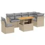 Gartensofagarnitur 7-teilig mit Kissen aus synthetischem Rattan in Beige. von , Gartensets - Ref: Foro24-3270856, Preis: 465,...
