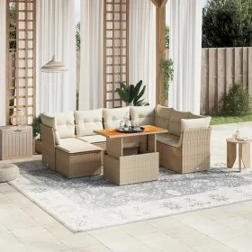 Garden sofa set with beige cushions, 8 pieces, PE rattan. by , Garden sets - Ref: Foro24-3270953, Price: 554,62 €, Discount: %