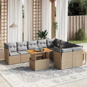 Gartensofa-Set mit 10-teiligen beigen Kissen aus synthetischem Rattan. von , Gartensets - Ref: Foro24-3271010, Preis: 618,88 ...
