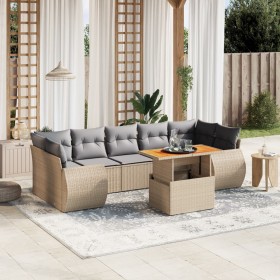 Garden sofa set with beige cushions, 8 pieces, PE rattan. by , Garden sets - Ref: Foro24-3272109, Price: 569,51 €, Discount: %