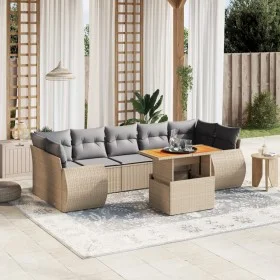 Garden sofa set with beige cushions, 8 pieces, PE rattan. by , Garden sets - Ref: Foro24-3272109, Price: 589,58 €, Discount: %