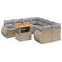 Garden sofa set 9 pieces with beige synthetic rattan cushions by , Garden sets - Ref: Foro24-3272123, Price: 625,97 €, Discou...