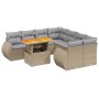 Gartensofagarnitur 9-teilig mit Kissen aus synthetischem Rattan in Beige. von , Gartensets - Ref: Foro24-3272123, Preis: 586,...