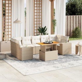 Garden sofa set with beige cushions, 8 pieces, PE rattan. by , Garden sets - Ref: Foro24-3272549, Price: 592,48 €, Discount: %