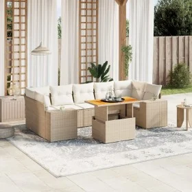 Garden sofa set with beige cushions, 8 pieces, PE rattan. by , Garden sets - Ref: Foro24-3272549, Price: 624,30 €, Discount: %
