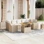 Garden sofa set with beige cushions, 8 pieces, PE rattan. by , Garden sets - Ref: Foro24-3272549, Price: 624,30 €, Discount: %