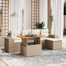 Gartensofa-Set mit 6-teiligen Kissen aus synthetischem Rattan in Beige. von , Gartensets - Ref: Foro24-3272612, Preis: 440,28...