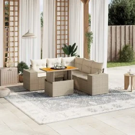 Garden sofa set with 6-piece synthetic rattan beige cushions by , Garden sets - Ref: Foro24-3272633, Price: 485,43 €, Discoun...