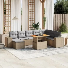 Garden sofa set 9 pieces with beige synthetic rattan cushions by , Garden sets - Ref: Foro24-3272774, Price: 605,36 €, Discou...