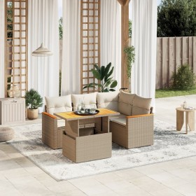 Garden sofa set with 5-piece synthetic rattan beige cushions by , Garden sets - Ref: Foro24-3273060, Price: 370,24 €, Discoun...