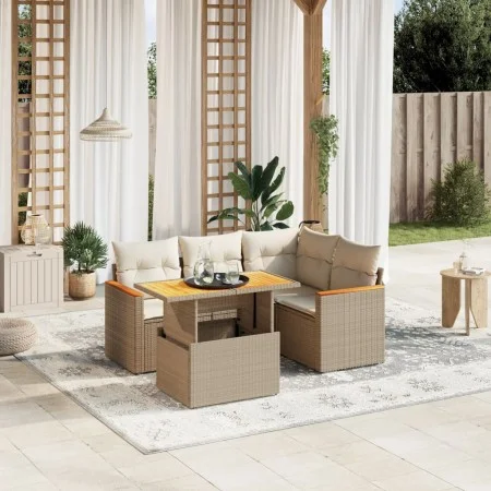 Garden sofa set with 5-piece synthetic rattan beige cushions by , Garden sets - Ref: Foro24-3273060, Price: 409,54 €, Discoun...