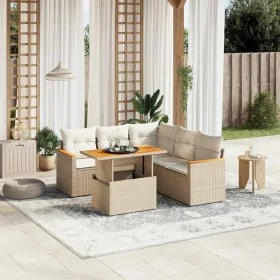 Garden sofa set with 6-piece synthetic rattan beige cushions by , Garden sets - Ref: Foro24-3273074, Price: 464,46 €, Discoun...