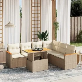 Set of 7-piece garden sofas and beige synthetic rattan cushions by , Garden sets - Ref: Foro24-3273095, Price: 509,14 €, Disc...