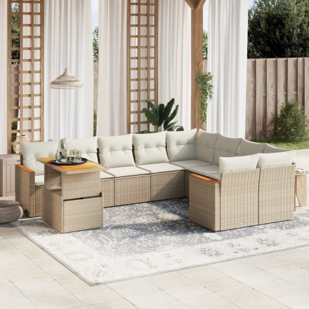 Juego de sofás jardín con cojines beige 10 pzas ratán sintético de , Conjuntos de jardín - Ref: Foro24-3273242, Precio: 663,5...