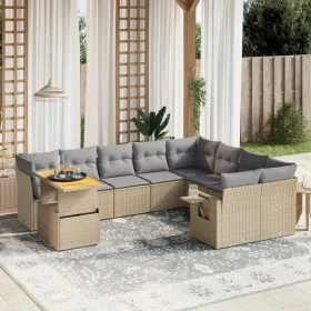 Garden sofa set with beige cushions, 10 pieces, made of synthetic rattan. by , Garden sets - Ref: Foro24-3271920, Price: 645,...
