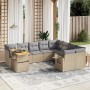 Gartensofa-Set mit 10-teiligen beigen Kissen aus synthetischem Rattan. von , Gartensets - Ref: Foro24-3271920, Preis: 615,94 ...