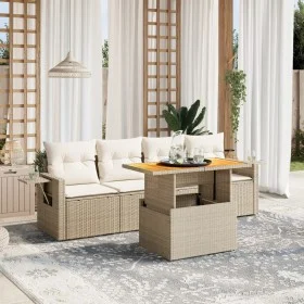 Gartensofa-Set mit 5-teiligen Kissen aus synthetischem Rattan in Beige. von , Gartensets - Ref: Foro24-3271632, Preis: 384,02...